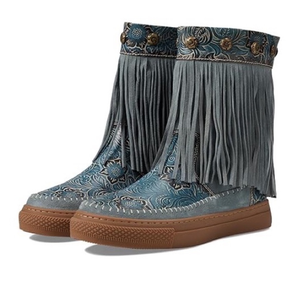 New L'ARTISTE FRINGELY WESTERN MID CALF BOOTIE Sz 42 Sz 11